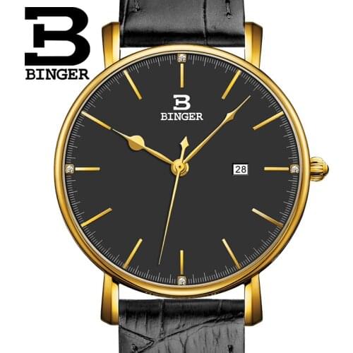 Womens Watches Luxury Brand Quartz Leather Strap Switzerland BINGER Ultrathin Female Wristwatches Waterproof Clock B3053W-5