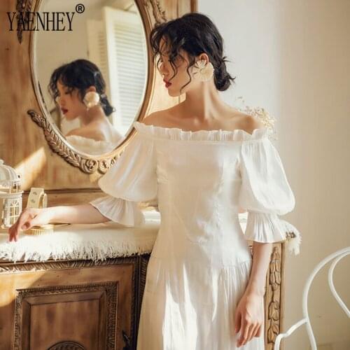 Casual Vacation Sexy Dresses Summer Off Shoulder Retro Runway 2021 Party Dress New Long White Elegant Vintage Women Dress