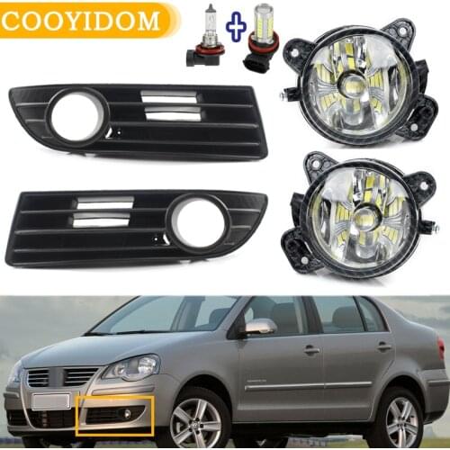 1pair Car Front Halogen LED Fog Lamp Fog Light + wire + Frame cover For VW Polo GTI 9N3 MK4 2005 2006 2007 2008 2009 2010