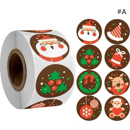 1 Roll Christmas Tags Stickers Santa Deer Xmas Festival Party Gifts Box Sealing Decals Wrapping Pack Stickers Decorations