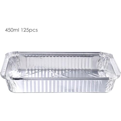 125pcs 450ML Disposable 0.06mm thick Aluminum Foil Pan Containers with Cardboard Lids for Take-Out Cooking Roasting Baking