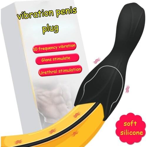 2019 New Silicone Glans Vibrator Penis Plug Urethral Sounding Dilators Urethral Vibrator Fetish Men Penis Toys Dilators for Men