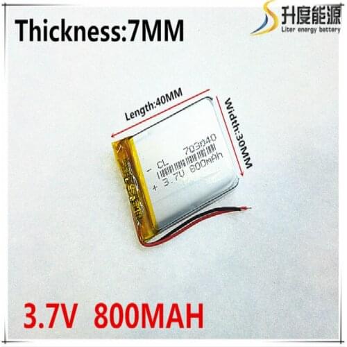 3.7V,800mAH,[703040] PLIB; polymer lithium ion / Li-ion battery for GPS,mp3,mp4,mp5,dvd,bluetooth,model