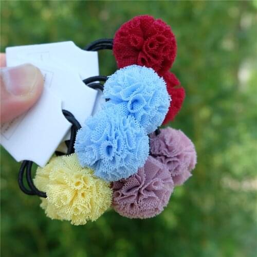 4Pcs/Set Little Girls' Cute Colored Elastic Hair Bands Baby Ball Hair Tie Hair Rope Kids Pompom Headbands Hair Accessories