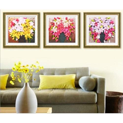 45x45cm 3D Happiness bloom Ribbon embroidery kit stain painting set handcraft kit DIY handmade needlework art home decor