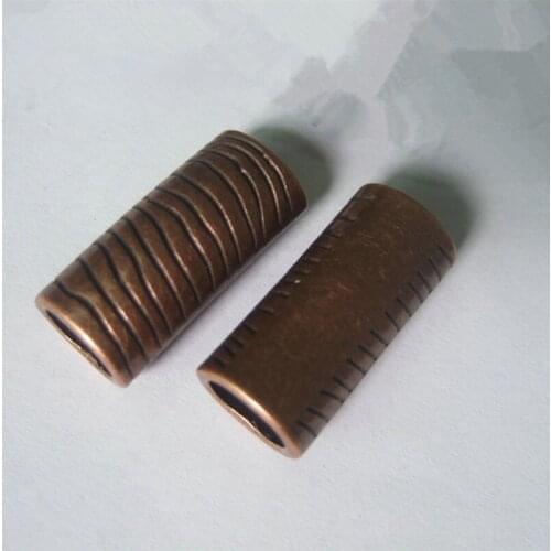 5 Pieces Antique Copper Licorice String Tube Stripe Slider For 10x6mm Leather Bracelet Making