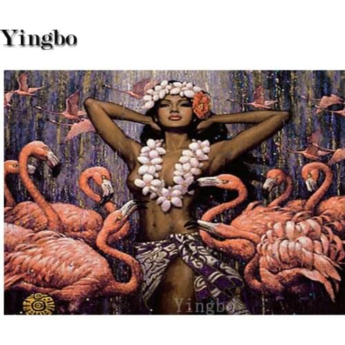 African naked women and Flamingo 5D DIY Diamond Painting portrait animal Full Drill square Mosaic Embroidery Cross Stitch gifts