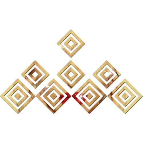 20 Pcs Hollow Square Acrylic Mirror Wall Stickers Bedroom Living Room Decor Home Decoration Accessories