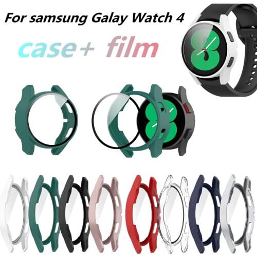 Protective Screen Watch Color Shell For Samsung Galaxy Watch 4 40MM 44mm Tempered film Full Protector Cover PC Smartwatch Case