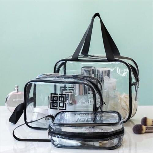 Travel Transparent PVC Organizer Clear Makeup Bag Toiletries Bath Supplies Storage Waterproof Cosmetic Wash Beauty Kit