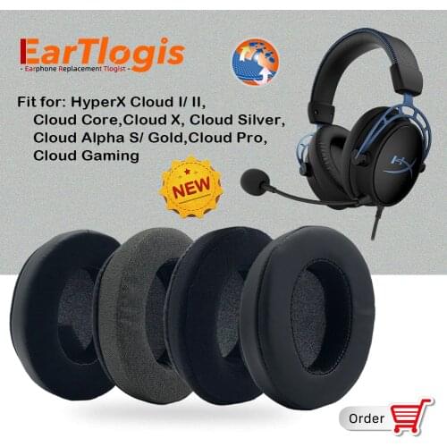EarTlogis Replacement EarPads for HyperX Cloud I/ II, Cloud Core,Cloud X,Cloud Silver,Cloud Alpha S/ Gold,Cloud Pro,Cloud Gaming
