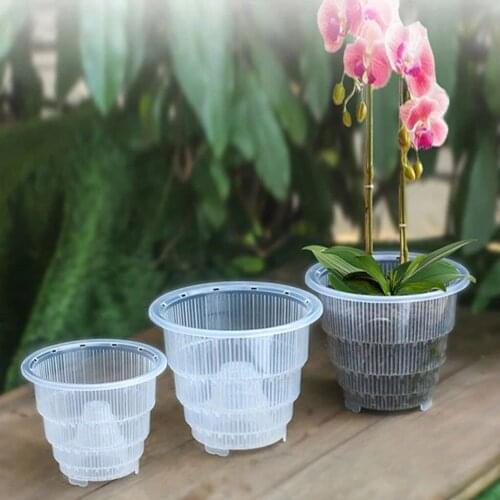 10/12 /15cm Meshpot Clear Plastic Orchid Pots With Holes Air Pruning Function Root Growth Slots Succulent Gardening Decor #Y