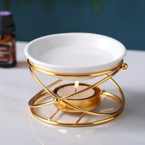 Creative Nordic Aromatherapy Golden Essential Oil Lamp Candle Fragrance Incense Burner Censer Household Home Decoration Crafts