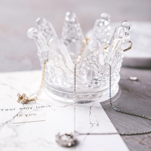 Creative Qutline In Gold glass crown candlestick embossed ring beauty egg tray put cosmetic egg shelf jewelry storage box