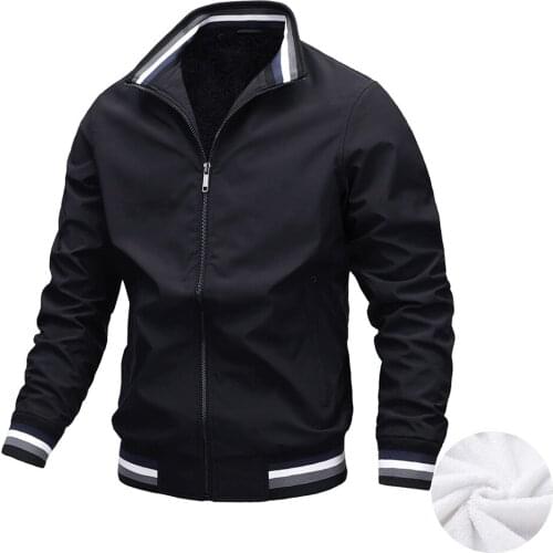 2021 Mens Jacket Winter Plus Velvet Casual Sports Solid Color Jackets Fashion Windbreaker High Quality Mens Clothing Clothes