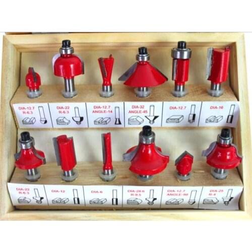 Set of 12pcs wood engraving machine (Router) special cutter head / shank diameter 6.35mm 1/4 inch woodworker milling cutter