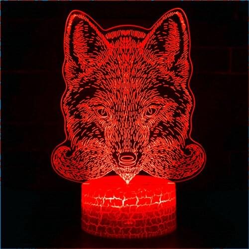 Animal head gray wolf wall decoration wall statue home decoration 3D night light toy model remote control sensor 16 color gift