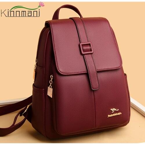 New Flap Bag PU Leather Back Pack For Women 2021 Fashion Luxury Designer Brand Backpack Large Capacity Outdoor Travel Backpack