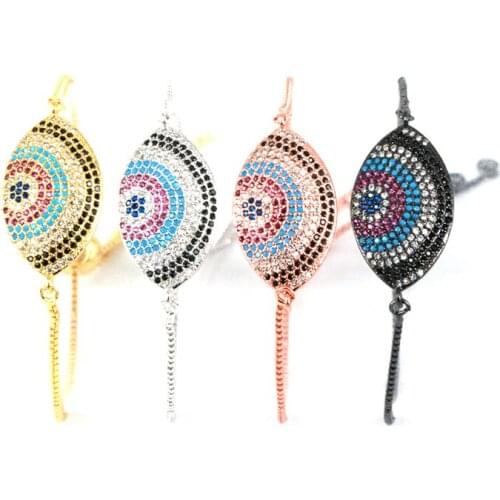 New Fashion Womens Bracelet Pave CZ Blue Eye Gold Chain Bracelet Fashion Charm Bracelets for Women DIY Jewelry