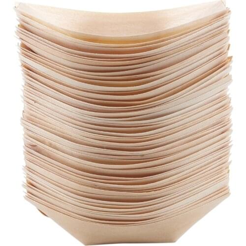 NHBR 50x finger food bowls boat biodegradable wood