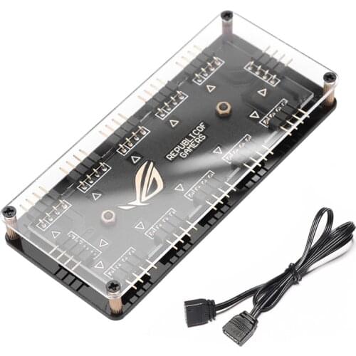 Motherboard HUB Splitter 12V 4Pin 1 To 10 RGB Fan HUB PC LED Strip Light Cooler Splitter Extension Cable for AURA Fan Light