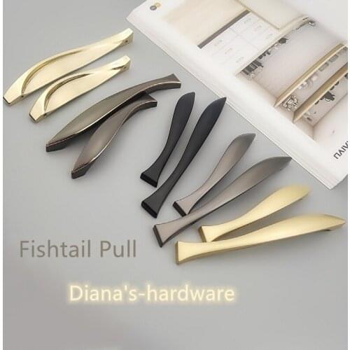 Nordic Fishtail Pulls Light Luxury Cabinet Handles Zinc Alloy Drawer Knobs Wardrobe Door Closet Dresser Pulls Furniture Hardware