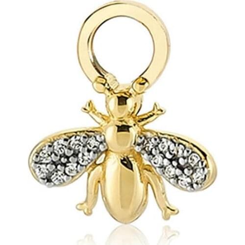 Valori Jewels Small Bee, Zirconia White Gemstone, Gold Plated, Sterling Silver Earring Charm