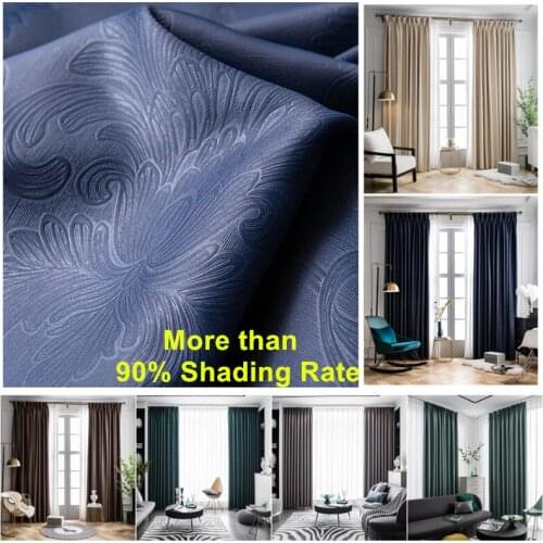 Modern E-carving Beige Blackout Window Curtains for Bedroom Treatment Living Room Blinds Ready Made Drapers Shading on Kitchen