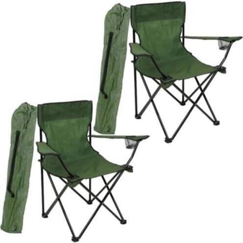 Folding Camping Chair Green 2 Pcs