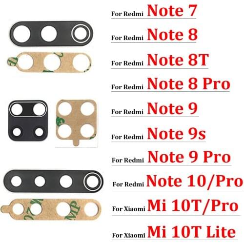 2Pcs For Xiaomi Redmi Note 8 8T 9S 7 Pro Max 9 9A 9C Rear Back Camera Glass Lens with Sticker For Mi 10T Pro Note 10 Lite 11
