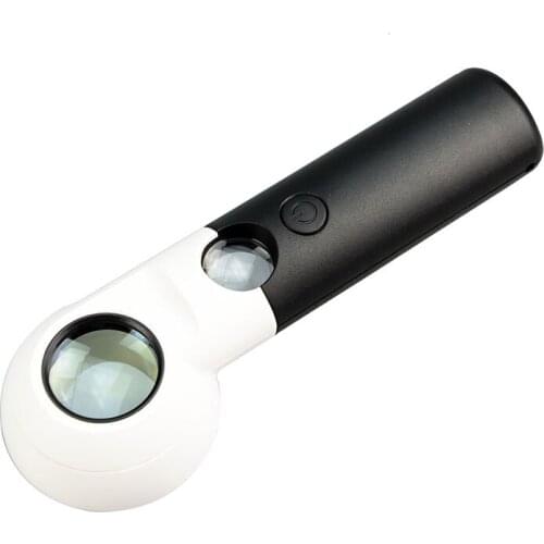 LED Lighted 10X 30X Hand Holding Magnifier High Double Magnification Magnifying Glass