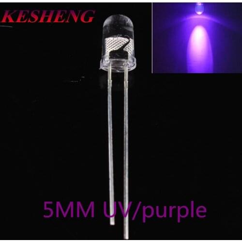 100PCS Super Bright 5mm Round UV/ Purple Led Emitting Diode F5 LED light for DIY lights
