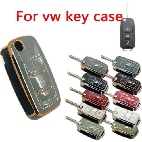 TPU Car Key Case Auto Key Protection Cover for VW Polo Jetta Golf MK6 Tiguan Touareg 2 3 4 5 Button Key Case for Volkwagen