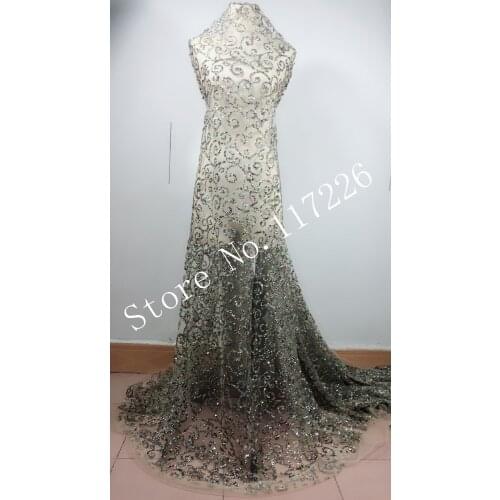 Stock 5yards pattern glued print glitter tulle mesh fabric for evening dress/party/wedding colorful design