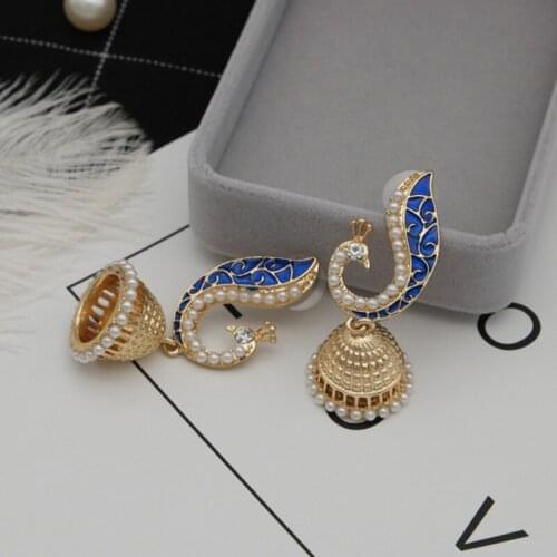 Retro Indian Bollywood Kundan Peacock Jhumka Jhumki Drop Earrings Gypsy Jewelry