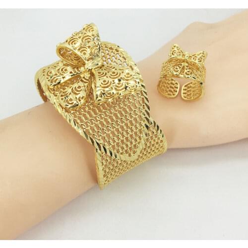 High quality Italian gold colored jewelry set for womens African beaded jewelry jewelry fashion bangles and rings