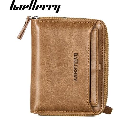 Baellerry High Quality Men Wallets Brand Fashion PU Leather Male Wallet Vintage Zipper Coin Purses Small Wallet Card Holder