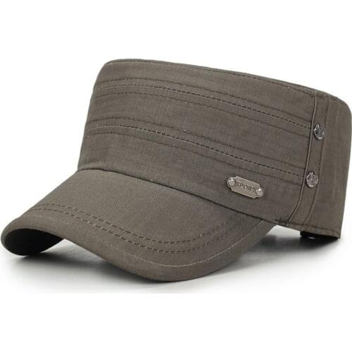 High Quality Simple Men Outdoor Military Hats Sun Hat Cotton Letters Embroider Flat Top Baseball Cap Sunhat Adjustable