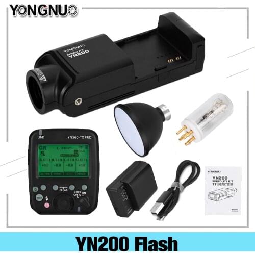 YONGNUO YN200 TTL HSS 2.4G 200W Lithium Battery With USB Type C,Compatible YN560-TX (II)/YN560-TX Pro For Canon Nikon Camera