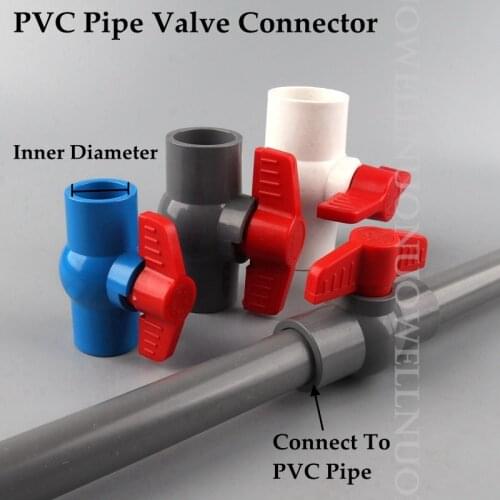 5pcs 20mm to 50mm PVC Pipe Connector PVC Straight Globe Valve Water Supply Tube Joint Agriculture Garden Irrigation Fittings