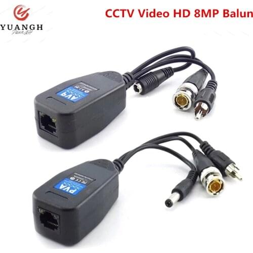 10 Pairs Audio CCTV Video HD 8MP Balun Connector Transceiver BNC TO RJ45 Balun For 4K CCTV Security Surveillance Camera
