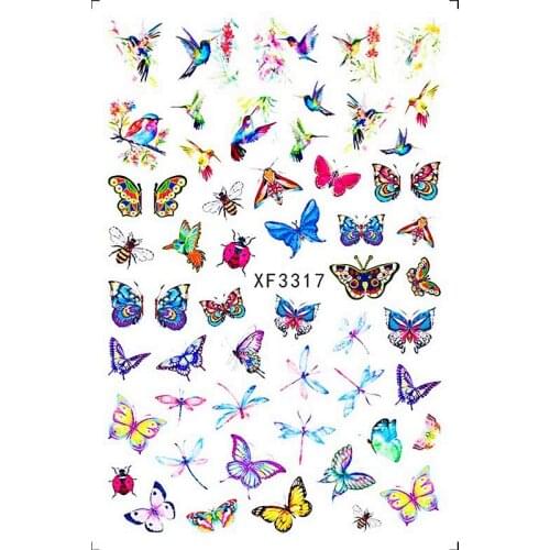 10 PCS Spring Holographics Butterfly Alphabet Designs Stickers Flower Leaves Transfer Decal DIY Slider For Manicuring Decoration