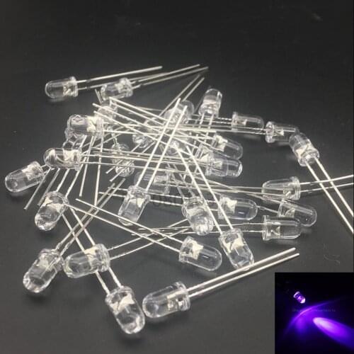 1000pcs 5mm Ultraviolet 395nm 400nm UV LED Diode Light Emitting Lamp 5mm UVLED (Ultra Violet Purple 5 mm Round Water Clear Lens)