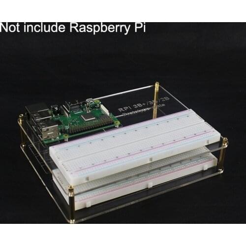 2 pcs Raspberry Pi 3 Model B+ Mounting Plate Prototype Acrylic Board Experiment Plate +MB-102 point Breadboard +65pcs Jump Cable