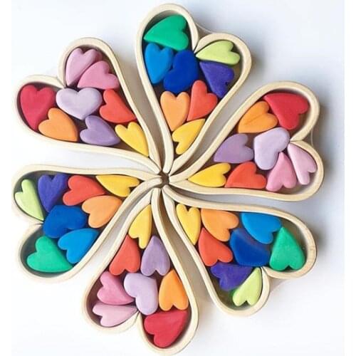 4 Styles Wooden Rainbow Stacking Toys Nordic Style Natural Wood Stacker Block Creative Jenga Stone Heart Blocks Educational Toys