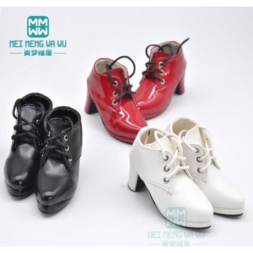 BJD accessories doll shoes fits 1/3 BJD SD10 SD13 doll fashion High heel leather shoes black, white, Red wine