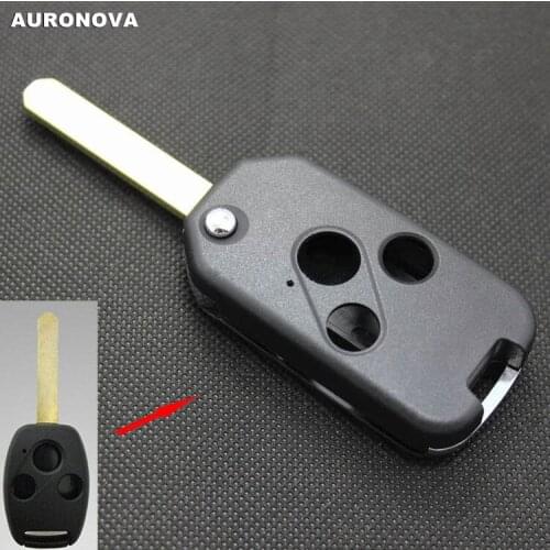 AURONOVA New Upgrade Flip Folding Key Shell for Honda Accord City Fit Odyssey 3 Buttons Remote Car Key Case