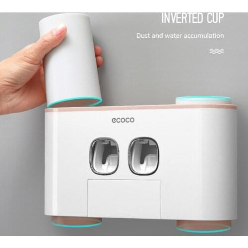 ECOCO Automatic Toothpaste Squeezers Wall Mounted Toothpaste Dispenser Dustproof Toothbrush Holder Bathroom Accessories for Home