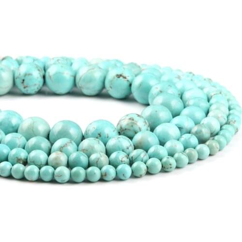 Loose Beads Natural Stone Turquoised Round Shape Beads for Jewelry Making Necklace Bracelet Gift for Women Size 4 6 8 10 12Mm