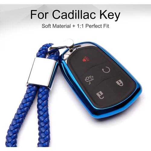 Car Smart Key Cover Case Soft TPU for Cadillac CTS XT5 Escalade SRX CT6 V STS ATS ELR DTS ESV Keyring Chain Pendant Accessories